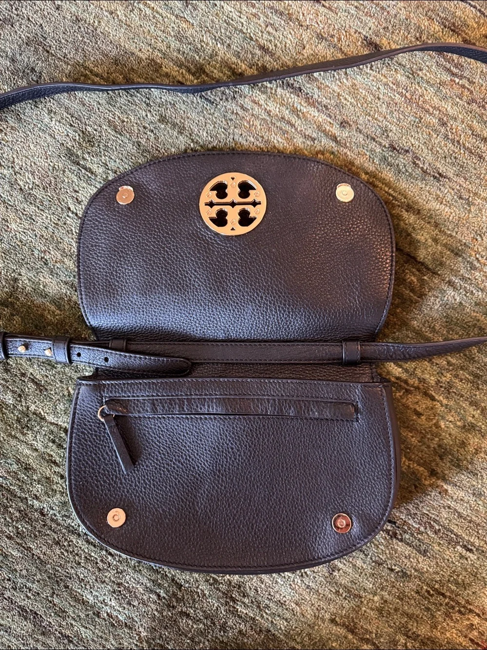 Tory Burch Black Crossbody Bag with Gold Logo